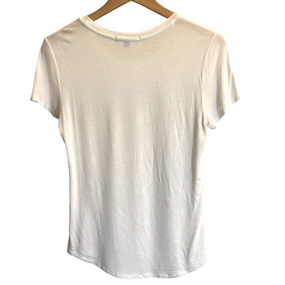 Women’s Shimmery Skull Tee White Silver Metallic Beaded Whimsigoth Grunge Small - Picture 5 of 11